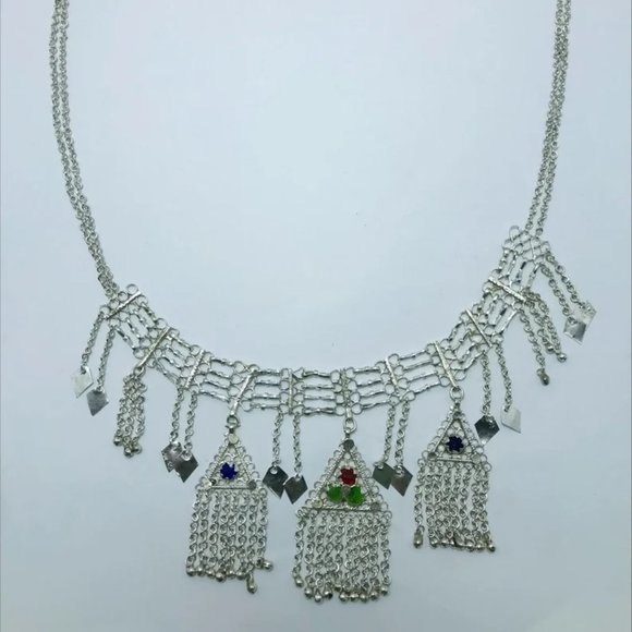 Tribal SIlver Kuchi Pendant Belly Chain, Afghan Kuchi Belly Dance Belt - Picture 7 of 8